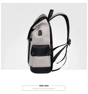 Cross-border New Business Backpack Men’s Large Capacity Travel Computer Bag Workwear Functional Bag Trendy PU Leather