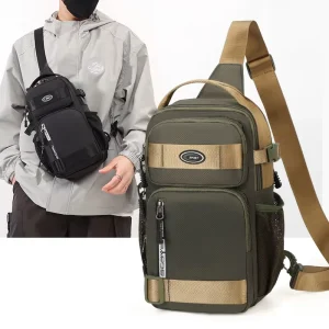 Cross border New Genuine Leather Logo Chest Bag Casual Men’s Messenger Outdoor Single shoulder Backpack Large Capacity Couple