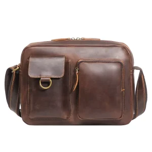 Cross-border New Handmade First-layer Cowhide Crossbody Bag Casual Men’s Large-capacity Single-shoulder Genuine Messenger Bag