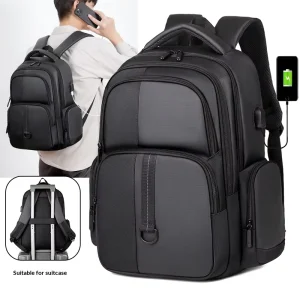 Cross border New Men’s Oxford Polyester Breathable Backpack Business Multi purpose Computer Bag Business Travel Large