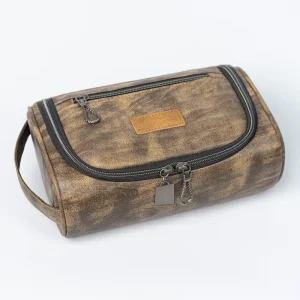 Cross-border Travel Business Trip Supplies Men’s Toiletry Bag PU Portable Hand-held Cosmetic Bag Large Capacity High-end Feel