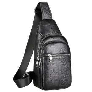Cross-border Trend Genuine Leather Men’s Chest Bag Outdoor Multi-layer Zipper Closure Lightweight Casual Wear-resistant
