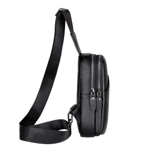 Cross border Trend Genuine Leather Men’s Chest/Crossbody Bag Zipper Closure Wear Resistant Business Travel Summer Model