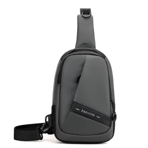 Cross-border Trendy Men’s Versatile Multi-function Chest Bag Crossbody Casual Shoulder Bag Premium-feel Leather-finish Zipper