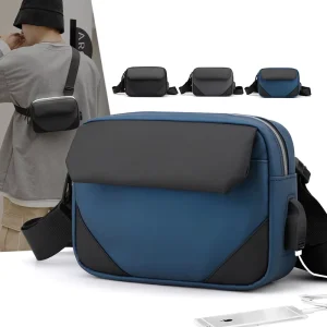 Crossbody Bag Men’s Trendy Motorcycle Men’s Chest Bag Versatile Sports Backpack Hiking and Cycling Bag Shoulder Bag