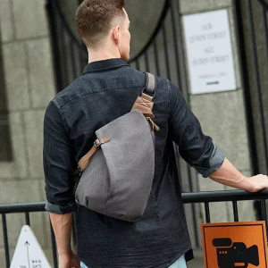 Crossbody Bag for Men Vintage Single Shoulder Large Chest Bag Simple Student Messenger Bag