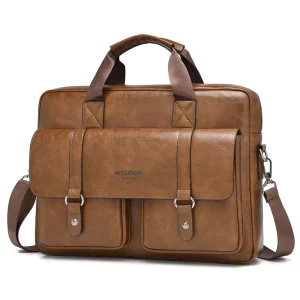 Crossbody Shoulder Bag, Men’s Business Leather Briefcase Laptop Bag, Messenger Bag for Office