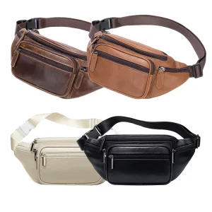Crossbody Waist Fanny Bag for Men Genuine Leather and PU Custom Logo Traveling Essential