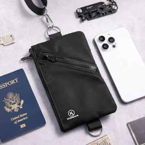 Crossbody Wallet Bag with Adjustable Lanyard Multi Pocket Travel Neck Pouch for Passport, Cards, Key and Cash