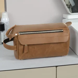 Crossborder Popular Leather Toiletry Bag Artificial Leather Large-capacity Clutch Bag Retro High-end Men’s Storage Bag UK0417