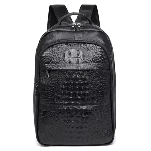 Custom Alligator Men’s Casual Business Backpack Durable Polyester PU Leather 17 Inch Laptop Bag
