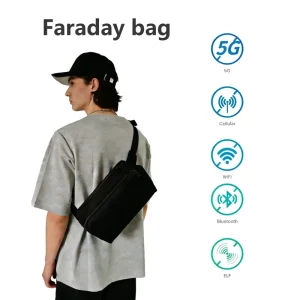 Custom Anti-Theft Safety Bag RFID Blocking Faraday Bag Zipper Closure Waterproof Men’s Waist Bag