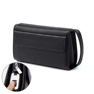 Custom Anti-theft Waterproof Fingerprint Lock Men Business Handbags Genuine Cow Leather Men’s Purse