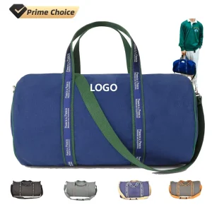 Custom Banker Cylindrical Barrel Bag Duffel Sport Overnight Small Waxed Canvas Mini Weekend Travel Duffle Bag For Men