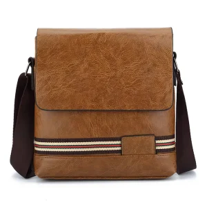 Custom Black Men’s Shoulder Leather Messenger Bag Fashionable New Design Made of PU Material