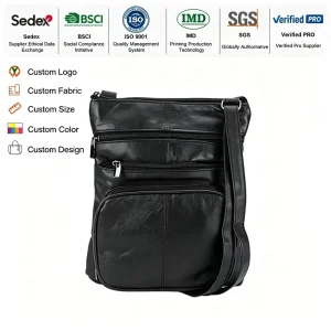 Custom Brand Waterproof Anti Theft Durable Lightweight PU Leather Men’s Crossbody Shoulder Bag for Travel