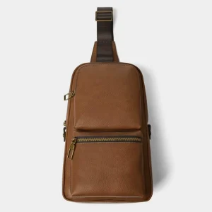 Custom Brown Faux Leather Men’s Crossbody Sling Pack Shoulder Chest Bag