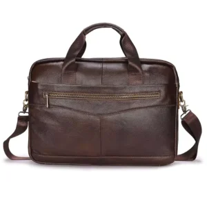 Custom Brown Men Leather Handbags with Shoulder PU Tote Bag Leather Hand Bag