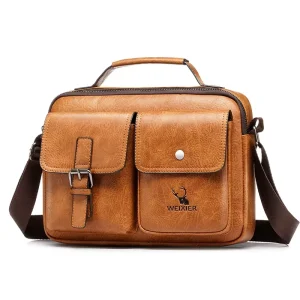 Custom Brown PU Leather Laptop Briefcase Men’s Style