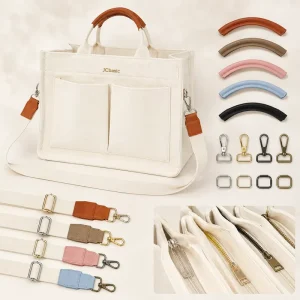 Custom Canvas Tote Bag With Front Pockets And Shoulder Strap Cotton Shopping Bag For Brand Promotion Bulk OEM ODM