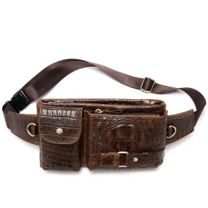 Custom Casual Cross Body Shoulder Bags Men Cowhide Slim Waist Fanny Pack Genuine Leather Waist Bags for Men