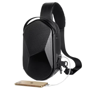 Custom Casual Men’s Chest Bag Hard Shell Waterproof Anti-Theft Crossbody Sling Bag with Usb