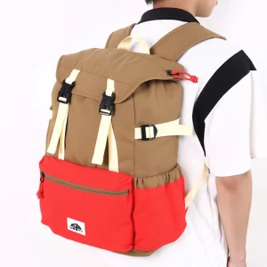 Custom Color Block Travel Laptop Backpack, Survival Whistle Adjustable Shoulder Strap For Men Women