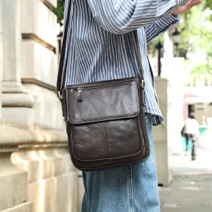 Custom Cross Border Genuine Leather Vintage Luxury Premium Unisex Messenger Bag All Seasons Shoulder Bag