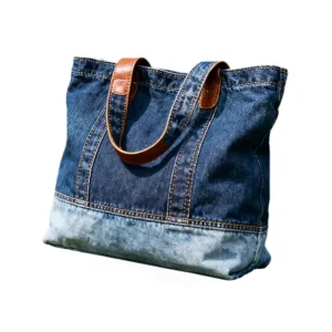 Custom Denim Canvas Bag Large Capacity Women’s Men’s Shopping Bag School Underarm Tote Shoulder Handbag