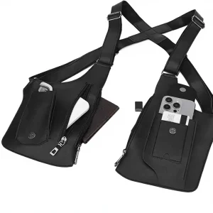 Custom Double Shoulder Underarm Bag For Men Multi Pocket Zipper Chest Harness Vest Pouch For Travel Running Cycling