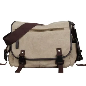 Custom Eco Friendly Heavy Duty Strong Brown Cotton Canvas Vintage Cross Body Shoulder Bag Messenger Laptop Bags