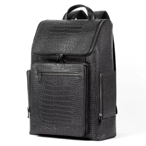 Custom Embossed Luxury Crocodile Alligator Vintage Fashion Large Laptop Backpack Polyester Waterproof Design for Business Men