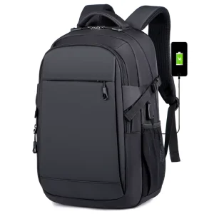 Custom Fashion Men’s Anti Theft Waterproof Laptop Backpack Multifunctional Business and Student Travel Bag with USB Closure