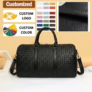 Custom Fashion Men’s Large PU Fitness Shoulder Bag Luggage Bag Set Waterproof Business Travel Luggage with Zipper Closure