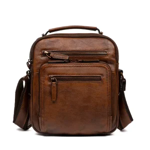 Custom Fashion Vintage Men’s Genuine Leather Messenger Shoulder Bag Cotton Waterproof Durable Zipper Closure Four Seasons