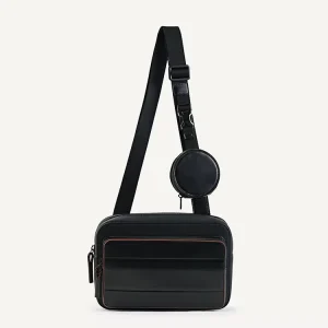 Custom Fashion Waterproof Mens Bags Black Vegan Smooth Leather Casual Travel Small Crossbody Bag Sling Single Shoulder Bag Men