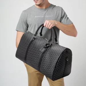 Custom Fashion Waterproof Pu Leather Travel Bag for Men Large Capacity Weekender Duffel Bag Vintage Gym Fitness Handbag Luggage
