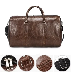 Custom Fashion Waterproof Sport Gym Shoulder Travel Mens PU Duffle Bag with Zipper Closure and Shoe Compartment