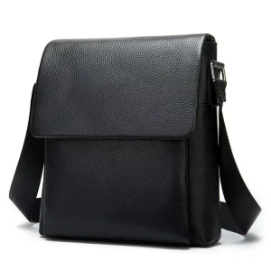 Custom Full Grain Leather Messenger Bags for Men Cowhide Business Men’s Shoulder Bags Phone Pouch Genuine Leather Crossbody Bags