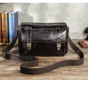 Custom Full Grain Oiled Leather Large Volume Crossbody Messenger Bag Multi Pockets Belt Waist Bag for Men 8.3′ iPad