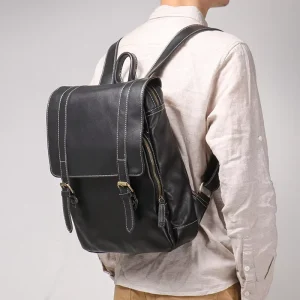 Custom Genuine Cowhide Vintage Handmade Men Backpack Business Travel Laptop Large Capacity Leather Rucksack