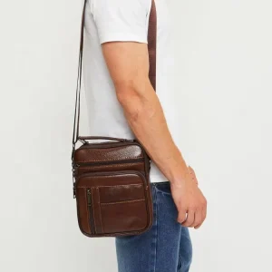 Custom Genuine Leather Bag Trendy Men’s Shoulder Bags Leisure First Layer Cowhide Leather Purse for Man