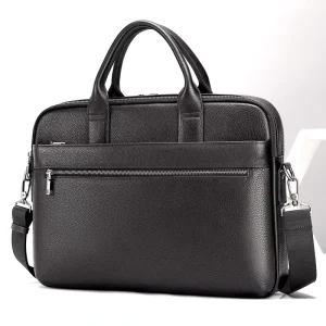 Custom Genuine Leather Casual Men’s Business Laptop Briefcase Waterproof Zipper Closure Large Capacity