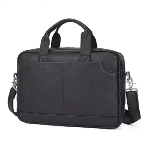 Custom Genuine Leather Hard Business Handheld Casual Men’s Briefcase Polyester Cotton Lining Zipper Closure Factory
