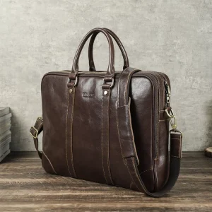 Custom Genuine Leather Laptop Bag for 16” Macbook Pro Casual Leather Briefcase Crossbody Computer Bag Handbag Man