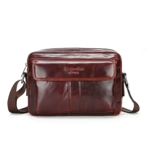 Custom Genuine Leather Men’s Bag Shoulder Bag Leisure First Layer Cowhide Leather Purse for Man