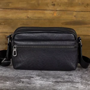 Custom Genuine Leather Men’s Shoulder Bag Vegetable Tanned Leather Crossbody Bag Small Cowhide Messenger Bag