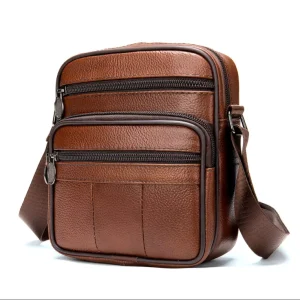 Custom Genuine Leather Messenger Bags for Men Soft Leather Waterproof Shoulder Bags for Business Travel Fashion Crossbody Bags