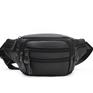 Custom Genuine Leather Waist Bag Men’s Mobile Phone Bag Multifunctional Waterproof Leisure Trend Sports Messenger Bag