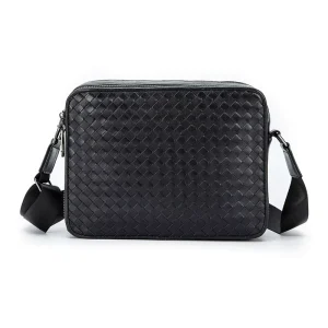 Custom Handmade Weave Genuine Leather Side Bag for Men Luxury Messenger Bags